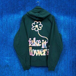 Beabadoobee “Fake it Flowers” Album Oversized Zip-Up Graphic Hoodie Size Medium